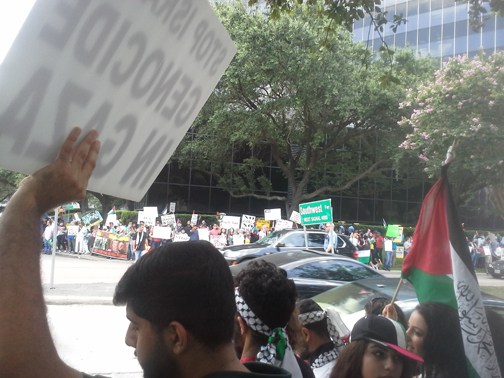 Palestine Solidarity Protest Outside Israeli Consulate, Houston, 7/12/2014, photo by Nick Cooper