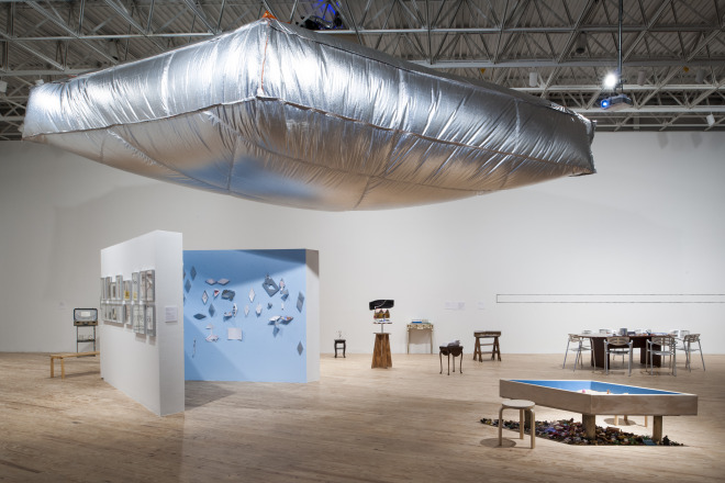 Carrie Marie Schneider Balloon, 2014 Heat-sealed emergency blankets, custom-made ventilation equipment, and hardware 480 x 242 x 42 inches Advisor: Gary Felix Engineers: Lisa Augustyniak and Pietro Valsecchi Photo by Paul Hester